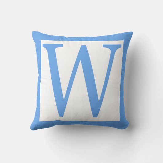 Letter W Baby Blue Border Kussen (Achterkant)