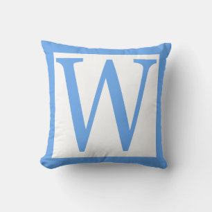 Letter W Baby Blue Border Kussen