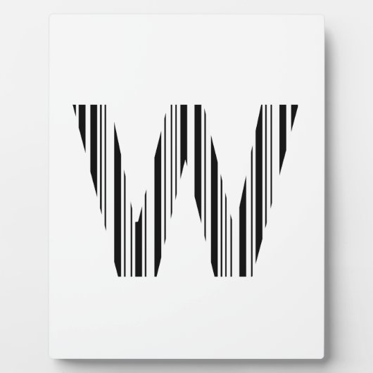 LETTER W BAR CODE Eerste Initiaal Barcodepatroon Fotoplaat (Voorkant)