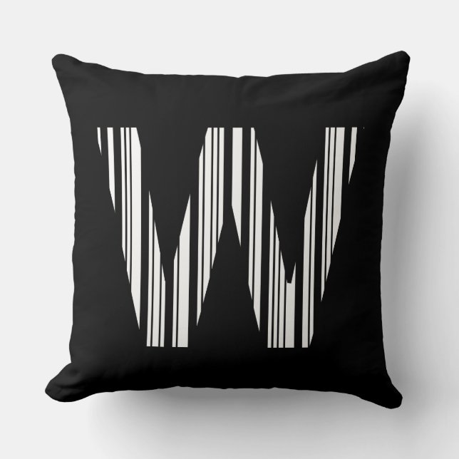 LETTER W BAR CODE Eerste Initiaal Barcodepatroon Kussen (Voorkant)