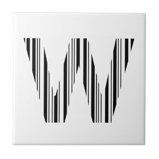 LETTER W BAR CODE Eerste Initiaal Barcodepatroon Tegeltje (Voorkant)