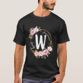 Letter W Bloemenkrans Naam Initiaal W Moederdag T-shirt (Voorkant)