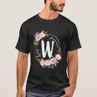 Letter W Bloemenkrans Naam Initiaal W Moederdag T-shirt
