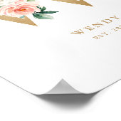 Letter W Blush Floral Monogram Gold Foil Nursery Poster (Hoek)
