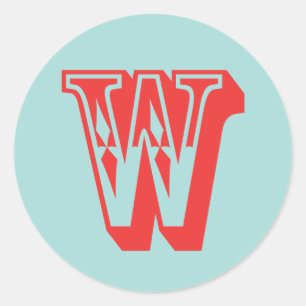 Letter W carnaval stijl monogram initiaal gunst Ronde Sticker