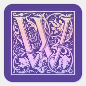 Letter W Colorful  First Letter-gradiënt Vierkante Sticker (Voorkant)