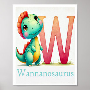 Letter W, Dinosaur Alphabet Waterverf Poster