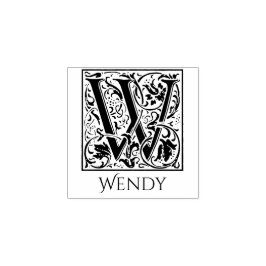 Letter W eerste brief met aangepaste naam Rubberstempel