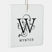 Letter W Elegant Monogram Kerst Ornament (Rechts)