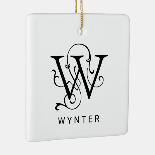 Letter W Elegant Monogram Kerst Ornament (Rechts)