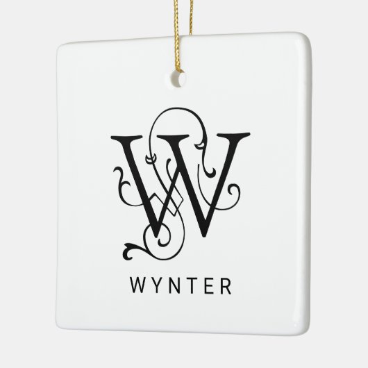 Letter W Elegant Monogram Kerst Ornament (Links)