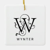 Letter W Elegant Monogram Kerst Ornament (Voorkant)