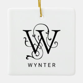 Letter W Elegant Monogram Kerst Ornament