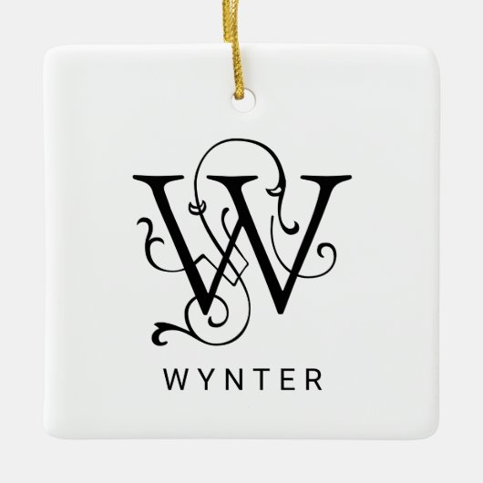 Letter W Elegant Monogram Kerst Ornament (Voorkant)