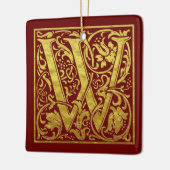Letter W First Letter Faux Gold Red Keramisch Ornament (Links)