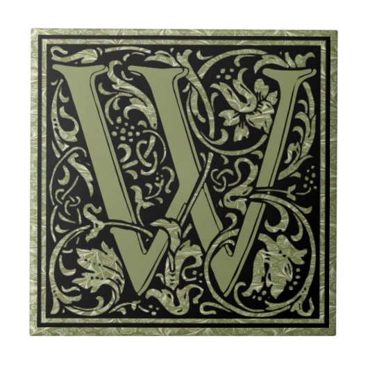 Letter W First Letter Monogram Tegeltje (Voorkant)