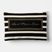 Letter W Floral Monogram Zwart Wit Goud Strepen Etui (Achterkant)