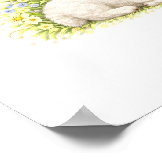 Letter W Gold Spring Nature Monogram Baby Lamb Kid Poster (Hoek)