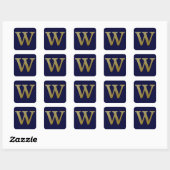 Letter W Gold Square Sticker (Vel)