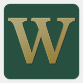 Letter W Gold Square Sticker (Voorkant)
