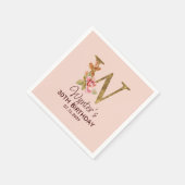 Letter W Gouden Monogram Roze Rozen Servet (Hoek)