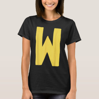 Letter W groot en vet in geel T-shirt
