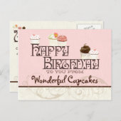 Letter W Happy Birthday Cupcake Zakelijke ansichtk Briefkaart (Voorkant / Achterkant)