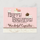 Letter W Happy Birthday Cupcake Zakelijke ansichtk Briefkaart (Voorkant)