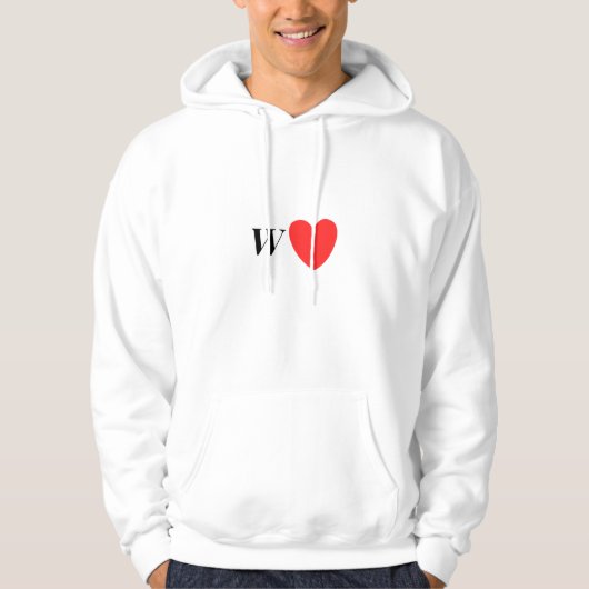 Letter W Heart - Valentine Initial Love Design Hoodie (Voorkant)