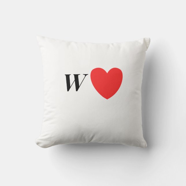 Letter W Heart - Valentine Initial Love Design Kussen (Voorkant)