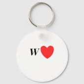 Letter W Heart - Valentine Initial Love Design Sleutelhanger (Voorkant)