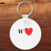 Letter W Heart - Valentine Initial Love Design Sleutelhanger (Voorkant)