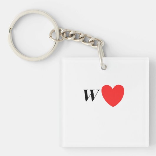 Letter W Heart - Valentine Initial Love Design Sleutelhanger (voorkant)