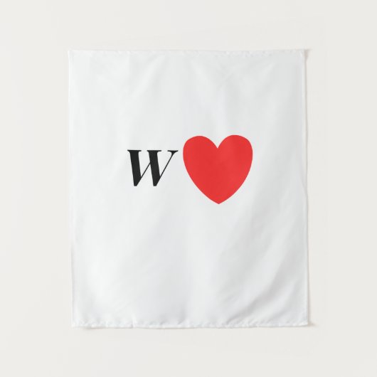 Letter W Heart - Valentine Initial Love Design Wandkleed (Voorkant)