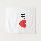 Letter W Heart - Valentine Initial Love Design Wandkleed (Voorkant (horizontaal))