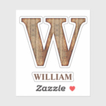 Letter W-houtextuur met aangepaste naam Sticker