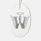 Letter W Initiaal Monogram met Angel Wings & Halo Keramisch Ornament (Links)