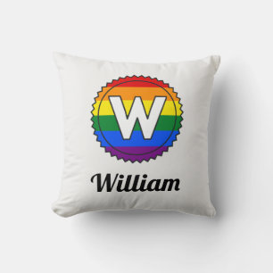 Letter W Initiaal & Name Gay Pride Rainbow Monogra Kussen