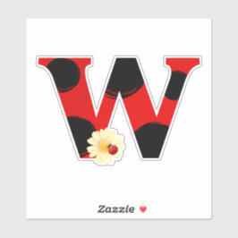 Letter W lieveheersbeestje Print met lieveheersbee Sticker