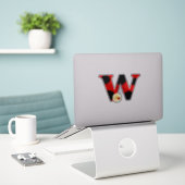 Letter W lieveheersbeestje Print met lieveheersbee Sticker (Laptop op bureau)