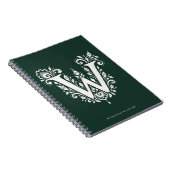 Letter W Linocut Botanische Monogram Notitieboek (Rechterzijde)