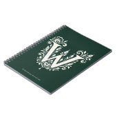 Letter W Linocut Botanische Monogram Notitieboek (Linkerzijde)