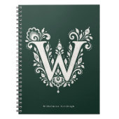 Letter W Linocut Botanische Monogram Notitieboek (Voorkant)