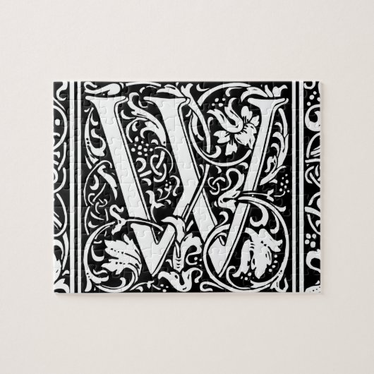 Letter W Medieval Monogram Initiaal Legpuzzel (Horizontaal)
