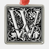 Letter W Medieval Monogram  Initiaal Metalen Ornament (Voorkant)