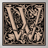 Letter W Medieval Monogram  Initiaal Poster (Voorkant)