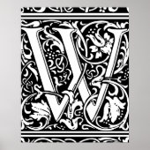 Letter W Medieval Monogram  Initiaal Poster (Voorkant)