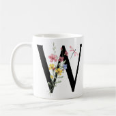 Letter W met bloemen Koffiemok (Links)