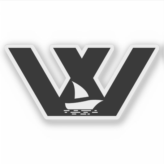 Letter W met boot Monogram Sticker (Voorkant)