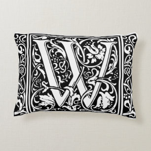 Letter W Middeleeuwse Monogram Art Nouveau Accent Kussen